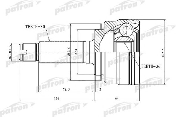 Купить PATRON PCV1289 ШРУС наружный 30x64x36 ACURA MDX YD2 07-13 PCV1289