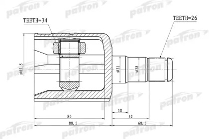 Купить PATRON PCV1305 ШРУС внутренний левый 26x31x34 VOLKSWAGEN PASSAT B6 05-11
