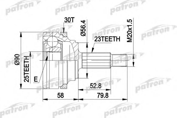 Купить PATRON PCV1336 ШРУС наружн к-кт 23x56.2x25 ABS:30T MAZDA: 626 IV 91 - 97, RENAULT: LAGUNA 93 - 01, LAGUNA Grandtour 95 - 01, SAFRANE I 92 - 96