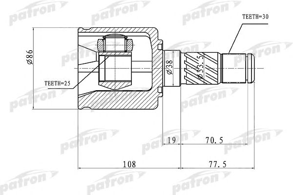 Купить PATRON PCV1357 ШРУС внутренний правый 30x38x25 KIA SORENTO 02-09