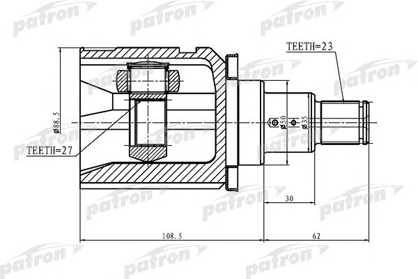 Купить PATRON PCV1362 ШРУС внутренний левый 23x50x27 LEXUS RX300/330/350 MCU35/GSU35 4WD 03-08, TOYOTA RAV4 ACA2 00-05