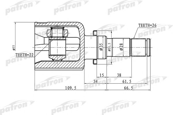 Купить PATRON PCV1363 ШРУС внутренний левый 26x35x22 MAZDA 3 BK 01.07.2007- AT