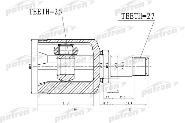 Купить PATRON PCV1379 ШРУС внутренний левый 27x38x25 MERCEDES BENZ A-CLASS 169 03-12