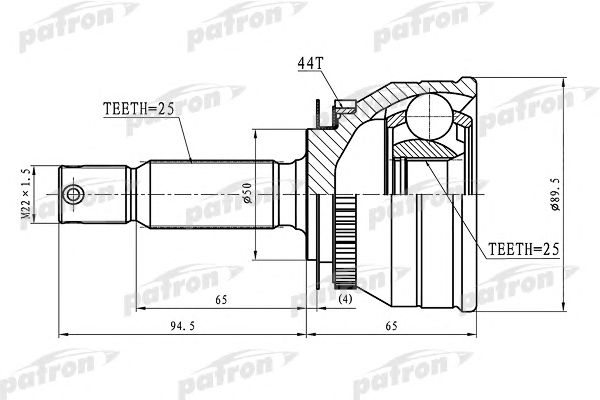 Купить PATRON PCV1608 ШРУС наружный с кольцом ABS 25x50x25 ABS:44T HYUNDAI MATRIX I (FC) 1.5 CRDI [D4FA] 102 Л.С. ДИЗЕЛЬ 2004 — 2005