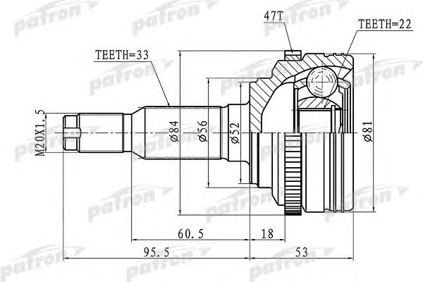 Купить PATRON PCV1656 ШРУС наружн Chevrolet: Lacetti 1.6 05, Daewoo: Nubira 1.8 03 PCV1656