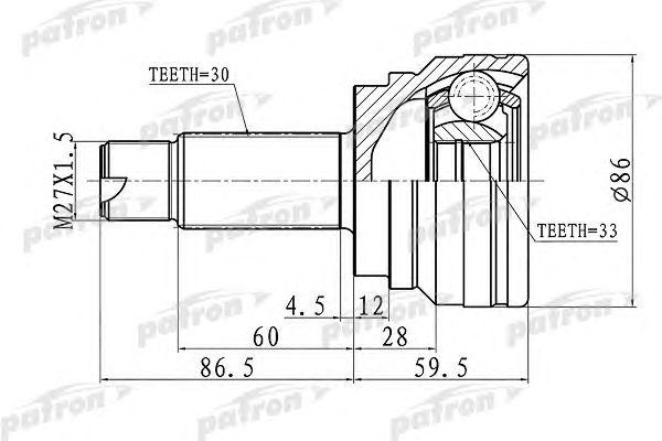 Купить PATRON PCV3006 ШРУС наружн A:30, B:33, D:86 BMW: X5 (E70), X6 (E71,E72) 3.0d, 3.5d, 4.8, 5.0 07 PCV3006