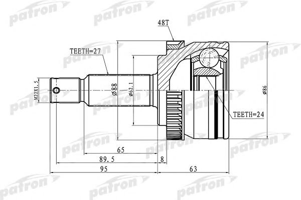 Купить PATRON PCV3036 ШРУС наружный с кольцом ABS 27x62.1x24 ABS:48T KIA SPORTAGE 04-10