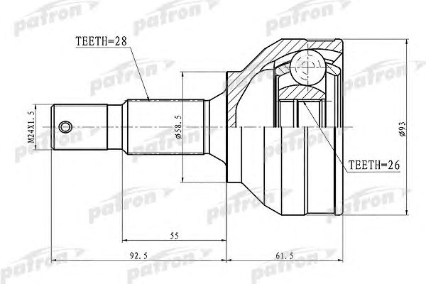 Купить PATRON PCV3115 ШРУС наружн A:28, B:26, D:93 Citroen: C5 08 2.0 HDi 100KW AT PCV3115