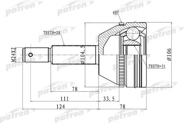 Купить PATRON PCV3237 ШРУС наружн к-кт [A:28, B:31, D:106, ABS:48] FORD: Transit 2.2 TDCI 06 6MT PCV3237