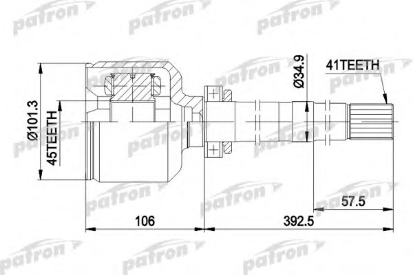 Купить PATRON PCV5012 ШРУС внутренний правый 41x101.3x45 CITROEN: JUMPER БОРТОВОЙ 94-02, JUMPER АВТОБУС 94-02, JUMPER ФУРГОН 94-02, FIAT: DUCATO БОРТОВОЙ 94-02