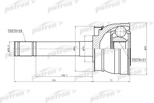 Купить PATRON PCV9721 ШРУС наружн INFINITI: QX4 02-03 \ NISSAN: FRONTIER 02-04, PATHFINDER 90-01, XTERRA 02-04
