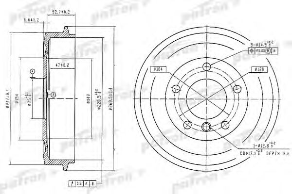 Купить PATRON PDR1035 ДИСК ТОРМОЗНОЙ E 36 ЗАД / БАРАБ *