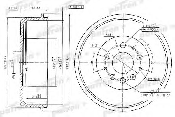 Купить PATRON PDR1210 Барабан тормозной задн