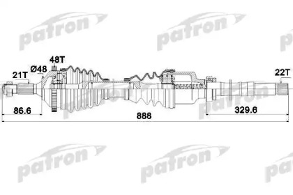 Купить PATRON PDS0091 Полуось правая 21x886x48 PEUGEOT: 206 ХЕЧБЭК 98-
