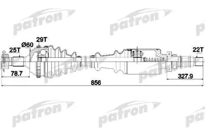 Купить PATRON PDS0105 Полуось правая 25x866x58.5x22 CITROEN: XSARA 97-00, XSARA BREAK 97-00, XSARA PICASSO 00-