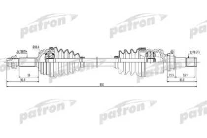 Купить PATRON PDS0259 Полуось передняя левая 24x650x49.4x23 CITROEN: C1 05- \ PEUGEOT: 107 05- \ TOYOTA: AYGO 05-