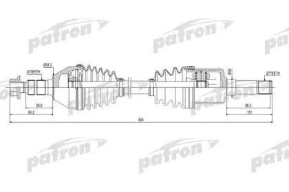 Купить PATRON PDS0270 Полуось передняя правая 30x604x54,2x27 OPEL: SIGNUM 03-, VECTRA C 02-