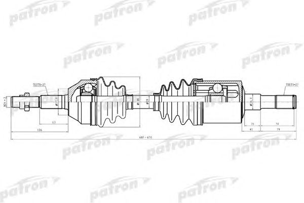 Купить PATRON PDS0616 Полуось передн лев_JEEP: LIBERTY 02-06 2.4-2.8 4WD