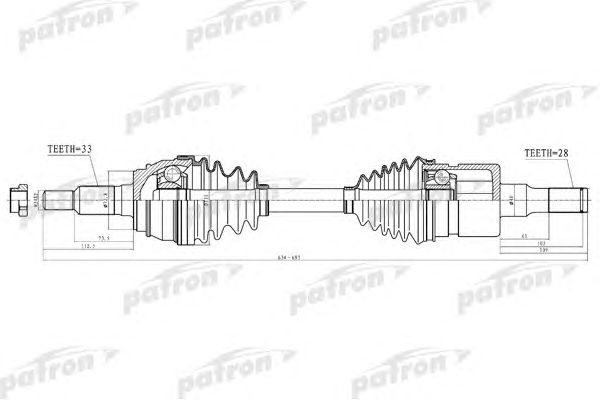 Купить PATRON PDS1525 Полуось лев/прав HUMMER: H3, H3T 06-09