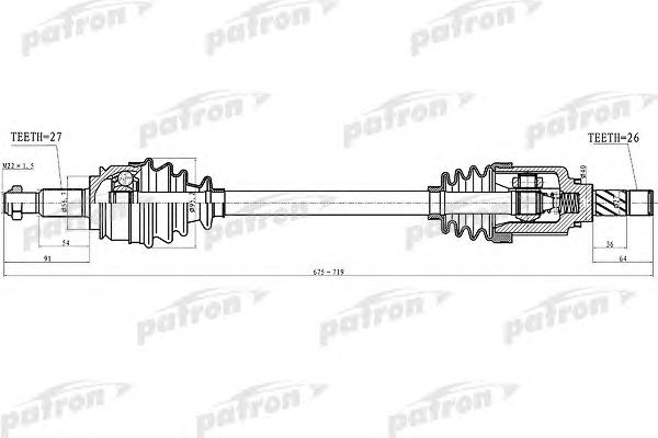 Купить PATRON PDS4993 Полуось лев Renault: Kangoo 1.6/1.6 16V/1.5dCi 05 673mm PDS4993