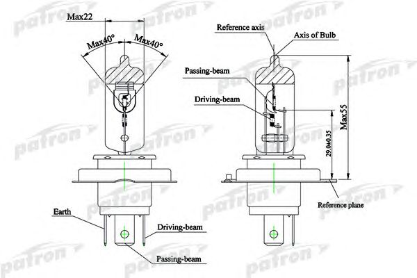 Купить PATRON PLH47570 Лампа галогенная H4 24V 75/70 W P43t PLH47570