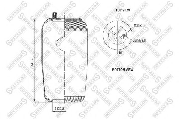 Купить STELLOX 9043904SX пневмоподушка без стак.!1шп-штуц.M24-M16. Н: 1отв. \MB Actros