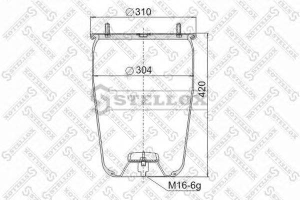 Купить STELLOX 9048810SX пневмоподушка без стак.!2шп.M12смещ.25. 1штуц.M22. Н:1шп.M16 \BPW