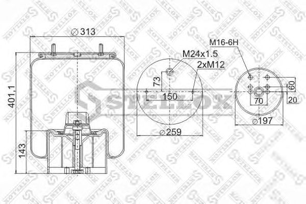 Купить STELLOX 9049612SX пневмопод. со стак.! 2шп. М12 1штуцер М22x1.5 поршень пластик \BPW 30K