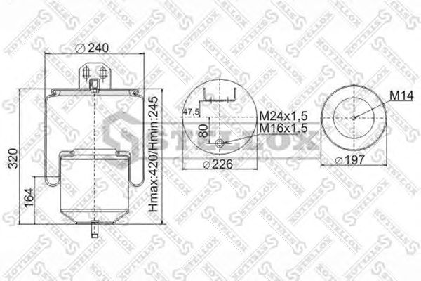 Купить STELLOX 9064181SX пневмоп. со ст.!1шп-шт.M16/24 смещ.80+кроншт.4отв.Порш сталь 1шп.M14\Volvo FM/FH9/12/16