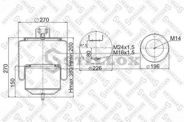 Купить STELLOX 9078041SX пневмоп. со стак!1шп-шт.M16/24смещ.80+кроншт.4отв.Поршень сталь 1шп.M14 \Volvo FM/FH9/12
