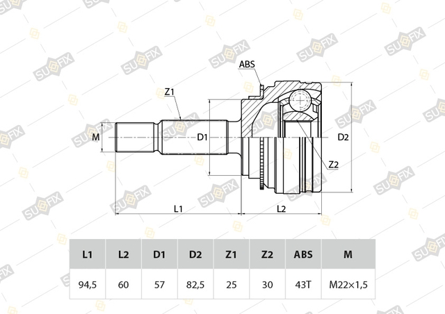 Купить SUFIX ST-1038 ШРУС наружный MITSUBISHI Lancer(CS) 1.6MT 03 ST-1038