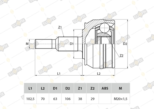 Купить SUFIX ST-1114 ШРУС наружный VW Transporter 5 2.0D-3.2 03 ST-1114