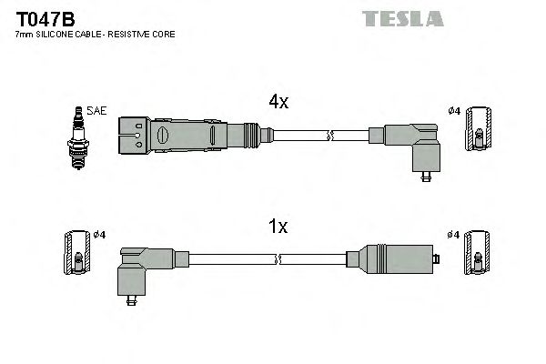 Купить TESLA T047B к-кт проводов!\ VW T4 2.0 AAC 91-93