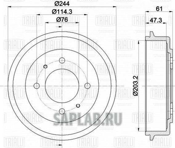 Купить TRIALLI TF 051135 Барабан тормозной d=203