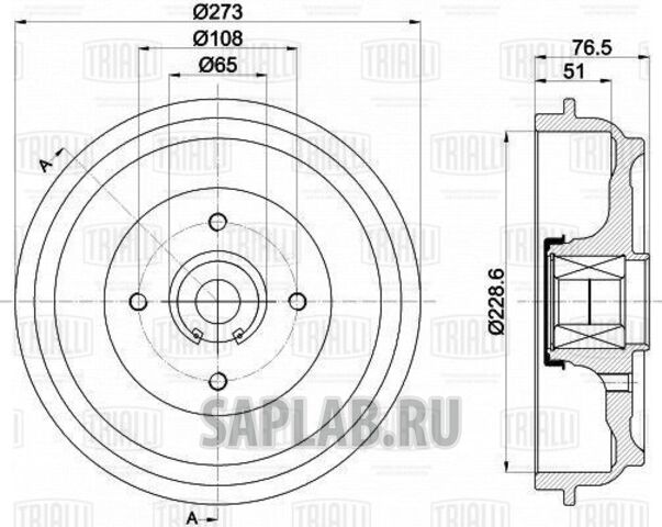 Купить TRIALLI TF 051339 Барабан тормозной d=228.6 с подшипником
