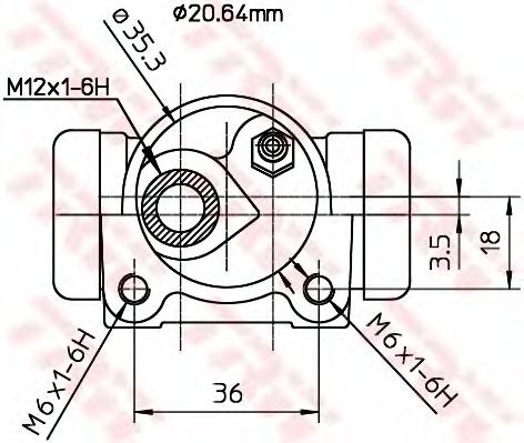 Купить TRW BWF166 Рабочий тормозной цилиндр [20,6 mm] L