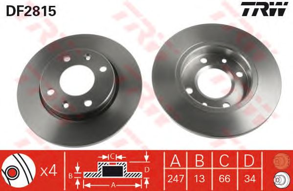 Купить TRW DF2815 Диск тормозной передн CITROEN: XSARA 97-05, XSARA купе 98-05, PEUGEOT: 206 SW 02-, 206 хечбэк 98-, 306 94-01, 306 хечбэк 93-01, 306 кабрио 96-00