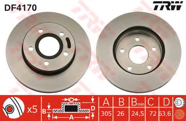 Купить TRW DF4170 Диск тормозной передн JEEP: CHEROKEE 88-, GRAND CHEROKEE II 99-, GRAND CHEROKEE III 05-