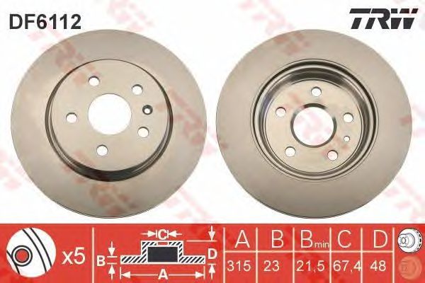 Купить TRW DF6112 Диск тормозной задний OPEL INSIGNIA, SAAB 9-5 10- (17-18