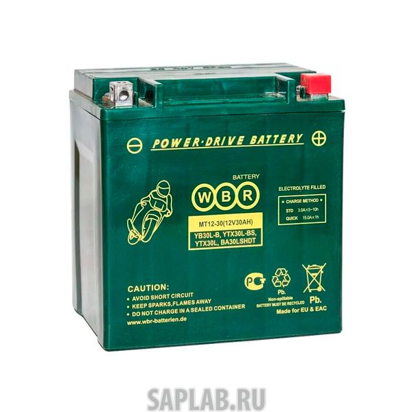 Купить WBR MT1230HP Аккумулятор мотоциклетный WBR MT 12-30 HP YTX30L-BS 12V 30Ah AGM