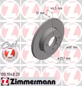 Купить ZIMMERMANN 100.1048.20 Диск торм.пер. 257x13