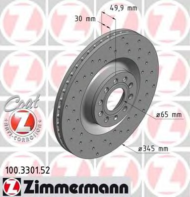 Купить ZIMMERMANN 100.3301.52 Диск торм.перед.вентил.перфорир. [345x30] SPORT COAT Z