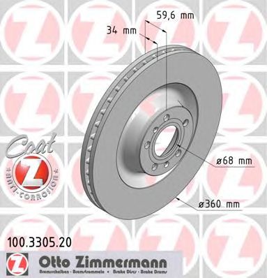 Купить ZIMMERMANN 100.3305.20 Торм.диск пер.вент.[360x34] COAT Z