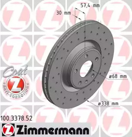 Купить ZIMMERMANN 100.3378.52 Диск торм.перед.вентил.перфорир. [338x30] SPORT COAT Z