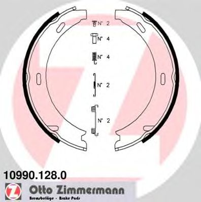 Купить ZIMMERMANN 10990.128.0 Колодки торм.барабан. [164x20] с аксессуарами