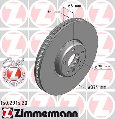 Купить ZIMMERMANN 150.2915.20 Диск торм.пер.вентил. R