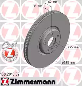 Купить ZIMMERMANN 150.2918.32 Диск торм.перед.вентил.двухсостав. [385x36] FORMULA F RIGHT парный [150.2917.32]