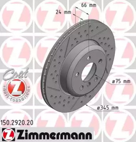 Купить ZIMMERMANN 150.2920.20 Диск торм.задн.вентил.зенкер. с прорезом [345x24mm/5отв.] COAT Z