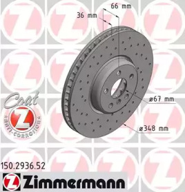 Купить ZIMMERMANN 150.2936.52 Диск торм.перед.вентил.перфорир. [348x36] SPORT Z LEFT [парный 150.2937.52]