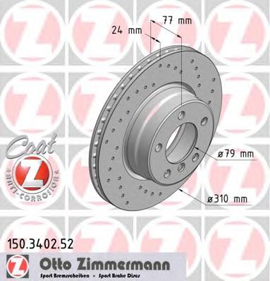 Купить ZIMMERMANN 150.3402.52 Диск торм.перед.вентил.перфорир. [310x24] SPORT COAT Z